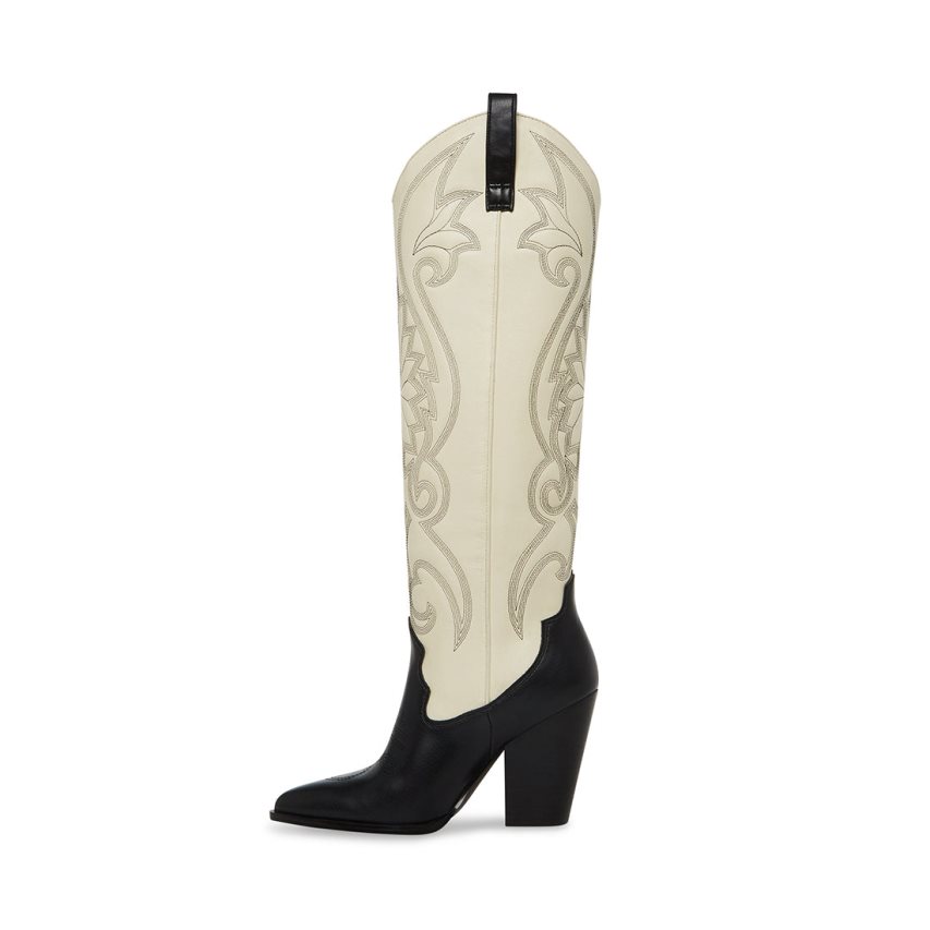 Botas Hasta La Rodilla Steve Madden Lasso Mujer Beige Negras | ES DR6S82